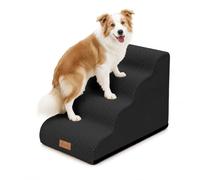 VOUNOT® Scaletta per Cani a 4 Gradini, Scala per Animali Antiscivolo in Schiuma ad Alta Densità con Maniglia, Sfoderabile e Lavabile, Accesso a Divano e Letto per Cani Piccoli o Anziani, Nero