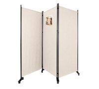 VOUNOT® Separe Divisorio Interno a 3 Pannelli con Ruote, Paravento Pieghevole Autoportante Privacy per Salotto, Camera da Letto e Ufficio, 262 x 30 x 180 cm, Beige