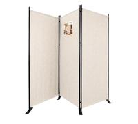 VOUNOT® Separe Divisorio Interno a 3 Pannelli in Metallo, Paravento Pieghevole Autoportante Privacy per Salotto, Camera da Letto e Ufficio, 262 x 30 x 173 cm, Beige