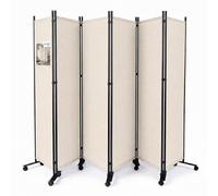 VOUNOT® Separe Divisorio Interno a 6 Pannelli con Ruote, Paravento Pieghevole Autoportante Privacy per Salotto, Camera da Letto e Ufficio, 340 x 30 x 171 cm, Beige
