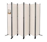 VOUNOT® Separe Divisorio Interno a 6 Pannelli in Metallo, Paravento Pieghevole Autoportante Privacy per Salotto, Camera da Letto e Ufficio, 340 x 30 x 164 cm, Beige