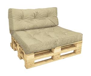 VOUNOT® Set Cuscini per Pallet, Cuscino Bancale Impermeabile per Internio ed Esterno, Seduta 120x80, Schienale 120x40, Beige