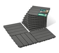 VOUNOT® Set da 22 Piastrelle Esterno ad Incastro 30x30 cm, Pavimento da Giardino Antiscivolo e Drenante, Tagliabili e Resistenti all’Acqua per Terrazza, Patio e Piscina, Antracite