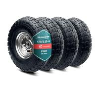 VOUNOT® Set da 4 Ruote Pneumatica 3.5-4 con Camera d'Aria, Ruota Carriola 260x85mm Foro 16 mm con Cuscinetti a Sfere, Ricambio per Carrello, Carretto e Rimorchio da Giardino