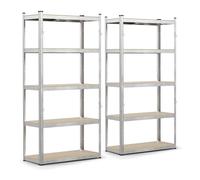VOUNOT® Set di 2 Scaffale Metallo Garage con Ganci 90x40x180 cm, Scaffali Carichi Pesante, Scaffalature a 5 Ripiani Capacità 875 kg, per Officina, Magazzino, Ufficio