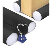 VOUNOT® Set di 3 Paraspifferi Sottoporta 96cm Isolante Termico, Paraspifferi Porta Universale Tagliabili, Anti Corrente d’Aria e Rumore, Isolamento Acustico, per Porte Ingresso e Interne, Nero