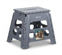VOUNOT® Sgabello Pieghevole Superficie Antiscivolo con Maniglia, Sgabello Portatile e Compatto, per Cucina, Bagno, Giardino, Campeggio e Casa, 37 x 30 x 32,5 cm, Grigio