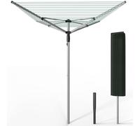 VOUNOT® Stendibiancheria Rotante da Esterno a Ombrello con 4 Bracci, 45M di Filo per Stendere, Stendino Pieghevole con Copertura Protettiva e Picchetto da Terra, Argento Verde