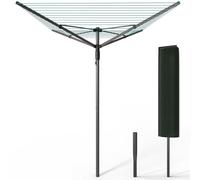 VOUNOT® Stendibiancheria Rotante da Esterno a Ombrello con 4 Bracci, 45M di Filo per Stendere, Stendino Pieghevole con Copertura Protettiva e Picchetto da Terra, Grigio Blu