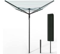 VOUNOT® Stendibiancheria Rotante da Esterno a Ombrello con 4 Bracci, 50M di Filo per Stendere, Stendino Pieghevole con Copertura Protettiva e Picchetto da Terra, Grigio Blu