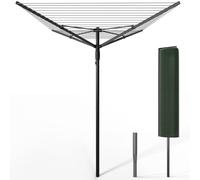 VOUNOT® Stendibiancheria Rotante da Esterno a Ombrello con 4 Bracci, 50M di Filo per Stendere, Stendino Pieghevole con Copertura Protettiva e Picchetto da Terra, Nero Grigio