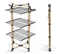 VOUNOT® Stendibiancheria Verticale a Torre 3 Livelli, Modular 3 Stendino Salvaspazio con 4 Ruote per Interni o Esterni, Nero