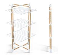 VOUNOT® Stendibiancheria Verticale a Torre 3 Livelli, Modular 3 Stendino Salvaspazio con 4 Ruote per Interni o Esterni, Bianco