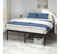 VOUNOT® Struttura Letto Matrimoniale 140x190 cm, Telaio Letto Resistente con Spazio di Archiviazione Sottostante, Letto in Metallo con Rete Facile Montare, Silenziosa e Antiscivolo Altezza 36 cm, Nero