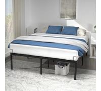 VOUNOT® Struttura Letto Matrimoniale 160x200 cm, Telaio Letto Resistente con Spazio di Archiviazione Sottostante, Letto in Metallo con Rete Facile Montare, Silenziosa e Antiscivolo Altezza 36 cm, Nero