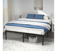 VOUNOT® Struttura Letto Matrimoniale 180x200 cm, Telaio Letto Resistente con Spazio di Archiviazione Sottostante, Letto in Metallo con Rete Facile Montare, Silenziosa e Antiscivolo Altezza 36 cm, Nero