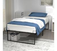 VOUNOT® Struttura Letto Singolo 90x190 cm, Telaio Letto Resistente con Spazio di Archiviazione Sottostante, Letto in Metallo con Rete Facile Montare, Silenziosa e Antiscivolo Altezza 36 cm, Nero