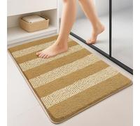 VOUNOT® Tappeto Bagno Antiscivolo 60x110 cm, Tappetino Super Assorbente in Ciniglia di Microfibra Extra Spesso a Righe, Lavabile in Lavatrice, Soffice e Morbido, Beige