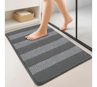 VOUNOT® Tappeto Bagno Antiscivolo 60x110 cm, Tappetino Super Assorbente in Ciniglia di Microfibra Extra Spesso a Righe, Lavabile in Lavatrice, Soffice e Morbido, Grigio