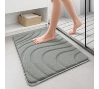 VOUNOT® Tappeto Bagno Antiscivolo 60x110 cm, Tappetino Super Assorbente in Microfibra Extra Spesso Motivo Ondulato, Lavabile in Lavatrice, Soffice e Morbido, Grigio