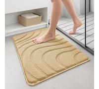 VOUNOT® Tappeto Bagno Antiscivolo 60x110 cm, Tappetino Super Assorbente in Microfibra Extra Spesso Motivo Ondulato, Lavabile in Lavatrice, Soffice e Morbido, Beige