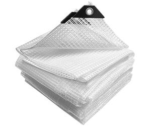 VOUNOT® Telo Impermeabile Esterno 1.5x6m, Telone Occhiellato Impermeabile Rinforzato PE 180 g/m², Telo Protettivo Multiuso per Barche, Legno, Piscina, Mobili da giardino, Auto, Bianco Trasparente