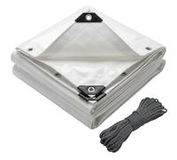 VOUNOT® Telo Impermeabile Esterno 3x5m, Telone Occhiellato Impermeabile Rinforzato PE 180 g/m², Telo Protettivo Multiuso per Barche, Legno, Piscina, Mobili da giardino, Auto, Bianco