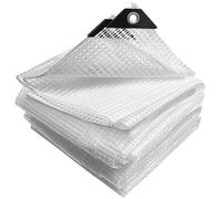 VOUNOT® Telo Impermeabile Esterno 3x5m, Telone Occhiellato Impermeabile Rinforzato PE 180 g/m², Telo Protettivo Multiuso per Barche, Legno, Piscina, Mobili da giardino, Auto, Bianco Trasparente
