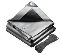 VOUNOT® Telo Impermeabile Esterno 4x6m, Telone Occhiellato Impermeabile Rinforzato PE 180 g/m², Telo Protettivo Multiuso per Barche, Legno, Piscina, Mobili da giardino, Auto, Grigio-Nero