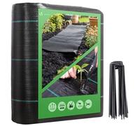 VOUNOT® Telo Pacciamatura 1m x 25m 100g/m², con 50 Picchetti a U, Telo Anti Erbacce per Orto, Giardino, Stabilizzazione UV, Nero