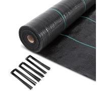 VOUNOT® Telo Pacciamatura 1m x 50m 100g/m², con 100 Picchetti a U, Telo Anti Erbacce per Orto, Giardino, Stabilizzazione UV, Nero