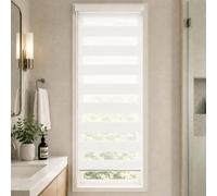 VOUNOT Tenda a Rullo Doppia Strato Oscurante Giorno e Notte, Catenella Laterale, Bande Trasparenti e Opache, Tenda Interno Zebra Blinds Bianco, 55 x 150 cm
