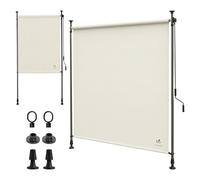 VOUNOT® Tenda da Sole Verticale 200 x 310 cm Senza Fori con Manovella, Tenda Estensibile da Esterno Protezione Solare UV e Resistente alle Intemperie per Balcone, Terrazza e Giardino, Beige