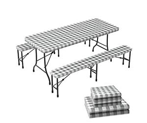 VOUNOT® Tovaglia Antimacchia a Quadretti, 3 Pezzi Tovaglie per Tavoli Panche da Birreria, Copritavolo Esterno Impermeabile in Vinile per Picnic