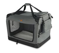 VOUNOT® Trasportino per Cani Gatti Borsa da Trasporto Cane con Materasso Morbido Striscia Riflettente, Box Scatola Pieghevole Viaggio per Animali Domestici, Portabile Traspirante, (L)70x52x52cm Grigio
