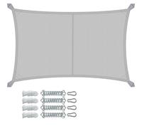 VOUNOT® Vela Ombreggiante Impermeabile Rettangolare 3x5m, Tenda da Sole Esterno in Polyester con Kit di Fissaggio, Protezione UV 95%, Vele Ombreggianti per Giardino, Balcone, Terrazza, Grigio Chiaro