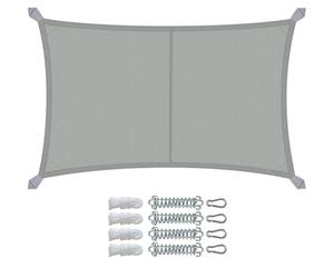 VOUNOT® Vela Ombreggiante Impermeabile Rettangolare 3x5m, Tenda da Sole per Esterno in Polyester con Kit di Fissaggio, Protezione UV 95%, Vele Ombreggianti per Giardino, Balcone, Terrazza, Grigio