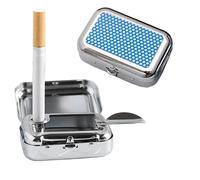 VOVCIG 2 posacenere tascabile, inodore, con coperchio, posacenere da viaggio, mini portatili, con portasigarette, posacenere quadrato in metallo (2 x blu)