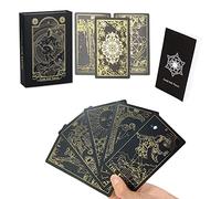 VOVCIG 78 Tarocchi con Guida, Tarocchi neri per principianti, Tarocchi Tarocchi Tarocchi, Tarocchi impermeabili in PVC, Strumento Divination (dimensioni standard, Nero)