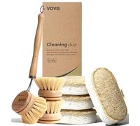Vove Cleaning Duo, set di spazzole per lavare i piatti in bambù e spugne naturali, bambù certificato FSC, sisal, luffa e cellulosa, senza plastica, set di pulizia ecologico senza rifiuti
