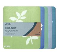 Vove Strofinacci svedesi naturali, confezione da 5, riutilizzabili, senza plastica, a lunga durata, per lavaggio e pulizia, super assorbente, in cellulosa e cotone