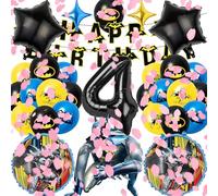 VOVhpbidy 24 Pezzi Batm Pipistrllo Palloncini Compleanno Set da 4 Anni Ragazzo, Supeheld Pipistrllo Palloncino Foil Decorazione, Palloncino Foil per Festa di Compleanno a Tema Bambini (4)