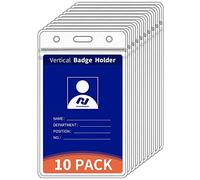 VOVIGGOL Confezione da 10 Porta Badge Verticali Extra Spessi per Cordino, Portachiavi in Plastica con Risigillabile Impermeabile, Protezione per Badge per Ufficio Scuola