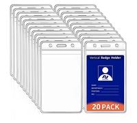 VOVIGGOL Confezione da 20 Porta Badge Verticali Extra Spessi per Cordino, Portachiavi in Plastica con Risigillabile Impermeabile, Protezione per Badge per Ufficio Scuola