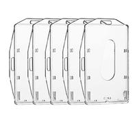 VOVIGGOL Porta Badge 5 pezzi, Trasparenti Porta badge ID Protettore di Carta d'identità Verticale Orizzontale su due lati con Fessura per il Pollice per Scuola, Ufficio, Carta d'identità