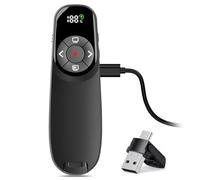 VOVIGGOL Puntatore per Presentazioni Ricaricabile con Schermo Timer, Presenter Senza Fili 2.4GHz con Doppia Interfaccia USB, Telecomando per PowerPoint Compatibile con Mac OS, Linux, Windows e Tablet