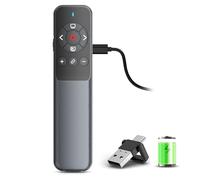 VOVIGGOL Telecomando wireless ricaricabile Powerpoint per laptop, USB tipo C 2 in 1 PPT presentazione telecomando clicker presentatore puntatore per presentazioni Windows Mac Linux