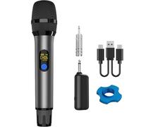 VOVIGGOL UHF Microfoni Wireless Professionalie in Metallo, 50M Sistema Microfoni Dinamico Microfono Senza Fili con Ricevitore Ricaricabile per Karaoke, Festa, Nozze, Chiesa, Riunione, Canto