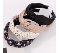 Vovii Fasce per capelli bohémien da donna, 4 pezzi, con nodo floreale, alla moda, estive, con nodo, accessori per capelli alla moda, fasce per capelli con stampa floreale larga antiscivolo