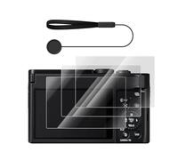 VOVMOEYA Confezione da 3 pellicole proteggi schermo per Panasonic Lumix DC-TZ99/LX100/LX100 II con 1 cordino copriobiettivo e strumenti di installazione, pellicola in vetro temperato, 0,25 mm, 9H